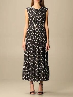 MOSCHINO BOUTIQUE
Polka dot print long dress in navy blue